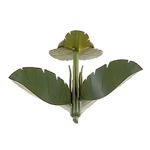 Banana Leaf - 3 Light Semi-Flush Mount In Bohemian Style-13.5 Inches Tall and 24 Inches Wide
