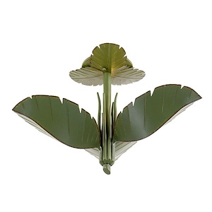 Banana Leaf - 3 Light Semi-Flush Mount In Bohemian Style-13.5 Inches Tall and 24 Inches Wide - 1286759