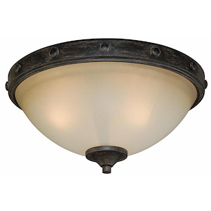 Halifax 2-Light Flush Mount in Rustic and Dome Style 7 Inches Tall and 14.5 Inches Wide - 515367