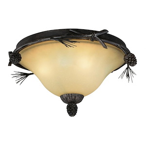 Sierra 3-Light Flush Mount in Rustic and Dome Style 9 Inches Tall and 15.5 Inches Wide - 588746