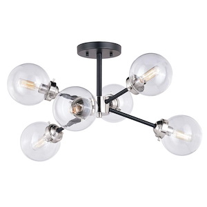 Orbit 6-Light Semi-Flush Mount in Industrial and Sputnik Style 12.25 Inches Tall and 25 Inches Wide