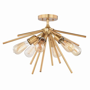 Estelle 6-Light Semi-Flush Mount in Mid-Century Modern and Sputnik Style 14.5 Inches Tall and 24 Inches Wide