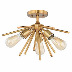 Estelle 3-Light Semi-Flush Mount in Mid-Century Modern and Sputnik Style 11.5 Inches Tall and 17 Inches Wide - 1073759