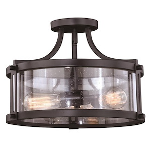 Holbrook 3-Light Semi-Flush Mount in Industrial and Drum Style 11 Inch Tall and 15.75 Inches Wide