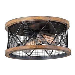 Bremerton 2-Light Flush Mount in Industrial and Drum Style 6.25 Inches Tall and 13 Inches Wide