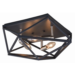Hailey 3-Light Flush Mount in Industrial and Geometric Style 6.5 Inches Tall and 15 Inches Wide - 820827
