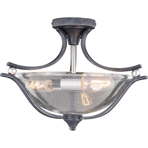 Seville 2-Light Semi-Flush Mount in Transitional and Bowl Style 11.75 Inches Tall and 16.75 Inches Wide