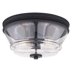 Toledo 2-Light Flush Mount in Industrial and Dome Style 6.5 Inches Tall and 13 Inches Wide - 1050533