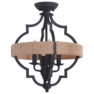 Beaumont 4-Light Semi-Flush Mount in Farmhouse and Cage/Round Style 17.25 Inches Tall and 14 Inches Wide