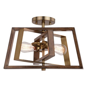 Dunning 2-Light Semi-Flush Mount in Transitional and Rectangular Style 11 Inch Tall and 16 Inches Wide - 1073750