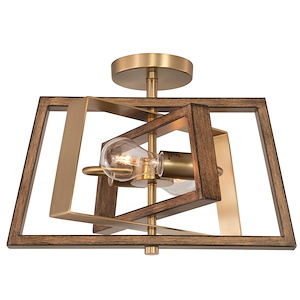 Dunning 2-Light Semi-Flush Mount in Transitional and Rectangular Style 11 Inch Tall and 16 Inches Wide - 1073750