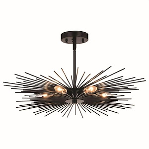 Nikko - 6 Light Semi-Flush Mount In Mid-Century Modern Style-9.5 Inches Tall and 24 Inches Wide