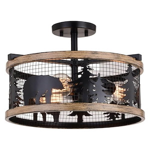 Kodiak - 3 Light Semi-Flush Mount In Rustic Style-10.75 Inches Tall and 16 Inches Wide - 1299039