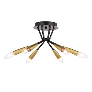 Ellis - 6 Light Semi-Flush Mount-8 Inch Tall and 16.25 Inch Wide - 1371560