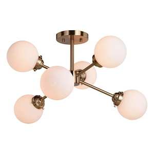 Orbit - 6 Light Semi-Flush Mount In Mid-Century Modern Style-12.25 Inches Tall and 25 Inches Wide