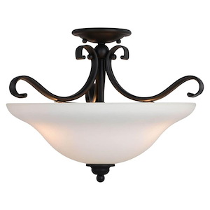 Monrovia - 3 Light Semi-Flush Mount In Traditional Style-12 Inches Tall and 17 Inches Wide - 1299044