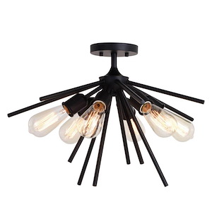 Estelle - 6 Light Semi-Flush Mount In Mid-Century Modern Style-14.5 Inches Tall and 24 Inches Wide