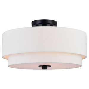 Burnaby - 3 Light Semi-Flush Mount In Mid-Century Modern Style-9 Inches Tall and 16 Inches Wide
