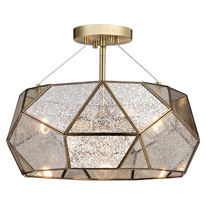 Euclid - 3 Light Semi-Flush Mount In Contemporary Style-11 Inches Tall and 16 Inches Wide