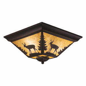 Bryce 3-Light Flush Mount in Rustic and Square Style 5.75 Inches Tall and 14 Inches Wide - 1333760