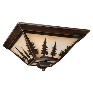 Yosemite 3-Light Flush Mount in Rustic and Square Style 5.75 Inches Tall and 14 Inches Wide - 1333829