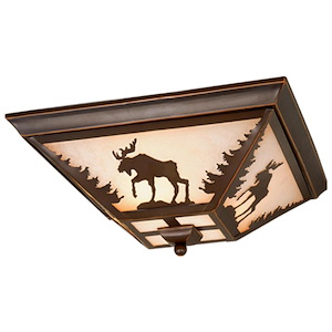 Yellowstone 3-Light Flush Mount in Rustic and Rectangular Style 5.75 Inches Tall and 14 Inches Wide - 1333885