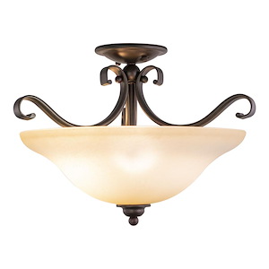 Monrovia 3-Light Semi-Flush Mount in Transitional and Bowl Style 12 Inches Tall and 17 Inches Wide - 1073937