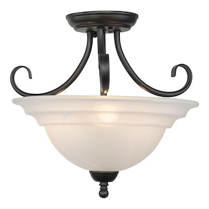 Babylon 3-Light Semi-Flush Mount in Transitional and Bowl Style 12.75 Inches Tall and 14 Inches Wide - 1050456