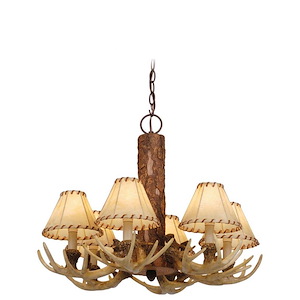 Lodge 6-Light Chandelier in Rustic and Shaded Style 18 Inches Tall and 22 Inches Wide - 1219451