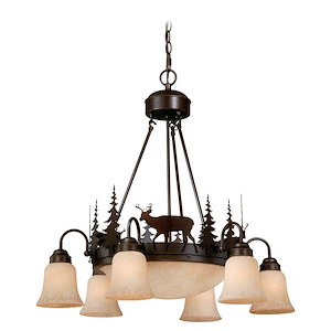 Bryce 9-Light Chandelier in Rustic and Shaded Style 27 Inches Tall and 28.5 Inches Wide - 1073667