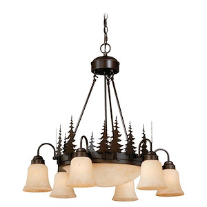 Yosemite 9-Light Chandelier in Rustic and Bowl Style 27 Inches Tall and 28.5 Inches Wide