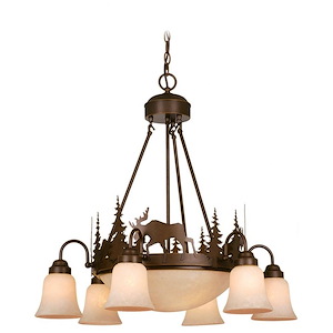 Yellowstone 9-Light Chandelier in Rustic and Shaded Style 27 Inches Tall and 28.5 Inches Wide