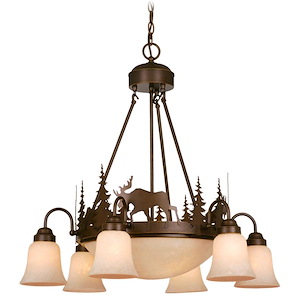 Yellowstone 9-Light Chandelier in Rustic and Shaded Style 27 Inches Tall and 28.5 Inches Wide