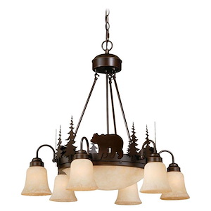 Bozeman 9-Light Chandelier in Rustic and Shaded Style 27 Inches Tall and 28.5 Inches Wide