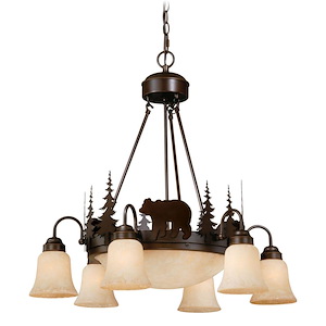 Bozeman 9-Light Chandelier in Rustic and Shaded Style 27 Inches Tall and 28.5 Inches Wide
