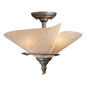 Capri 3-Light Semi-Flush Mount in Rustic and Bowl Style 11.75 Inches Tall and 15 Inches Wide - 1333991