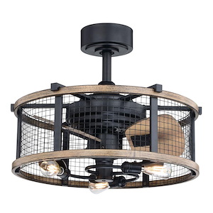 Humboldt 3-Light Ceiling Fan in Industrial and Cage Style 17 Inches Tall and 21 Inch Wide - 820831