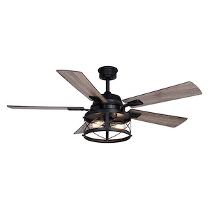 Elburn 2-Light Ceiling Fan in Farmhouse Style 18.75 Inches Tall and 52 Inches Wide