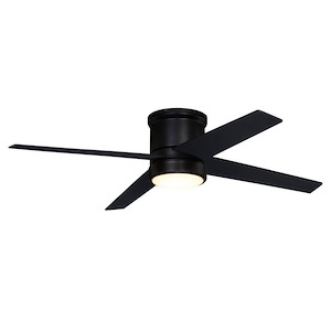 Erie - 4 Blade Flush Mount Ceiling Fan with Light Kit In  Contemporary Style-11 Inches Tall and 52 Inches Wide