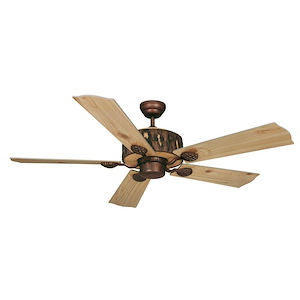 Log Cabin Ceiling Fan in Rustic Style 14.5 Inches Tall and 52 Inches Wide