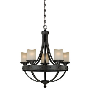 Halifax 5-Light Chandelier in Rustic and Wheel Style 29 Inches Tall and 24.5 Inches Wide - 515316