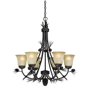 Sierra 6-Light Chandelier in Rustic Style 31 Inch Tall and 27 Inches Wide