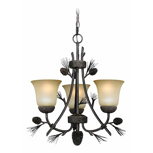 Sierra 3-Light Mini Chandelier in Rustic Style 22 Inches Tall and 20 Inches Wide