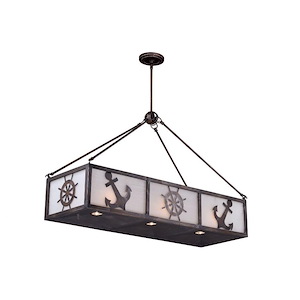 Nautique 6-Light Linear Chandelier in Coastal and Linear Style 24.5 Inches Tall and 39 Inches Wide - 1152151