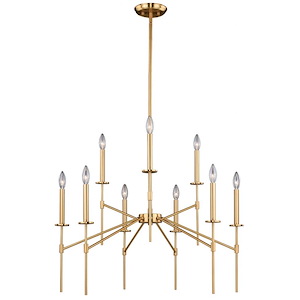 Kedzie 9-Light Chandelier in Industrial and Candle Style 31.75 Inches Tall and 32 Inches Wide - 588717