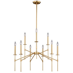 Kedzie 9-Light Chandelier in Industrial and Candle Style 31.75 Inches Tall and 32 Inches Wide