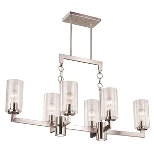 Addison 6-Light Linear Chandelier in Industrial Style 31 Inch Tall and 37.5 Inches Wide - 707854