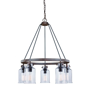 Milone 5-Light Chandelier in Rustic and Wheel Style 30 Inches Tall and 26 Inches Wide - 728158