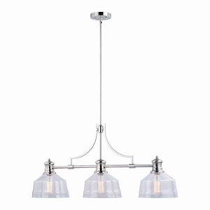 Beloit 3-Light Linear Chandelier in Farmhouse Style 22 Inches Tall and 36.5 Inches Wide