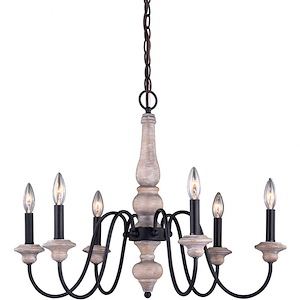 Georgetown 6-Light Chandelier in Farmhouse and Candle Style 20.75 Inches Tall and 26 Inches Wide - 914735